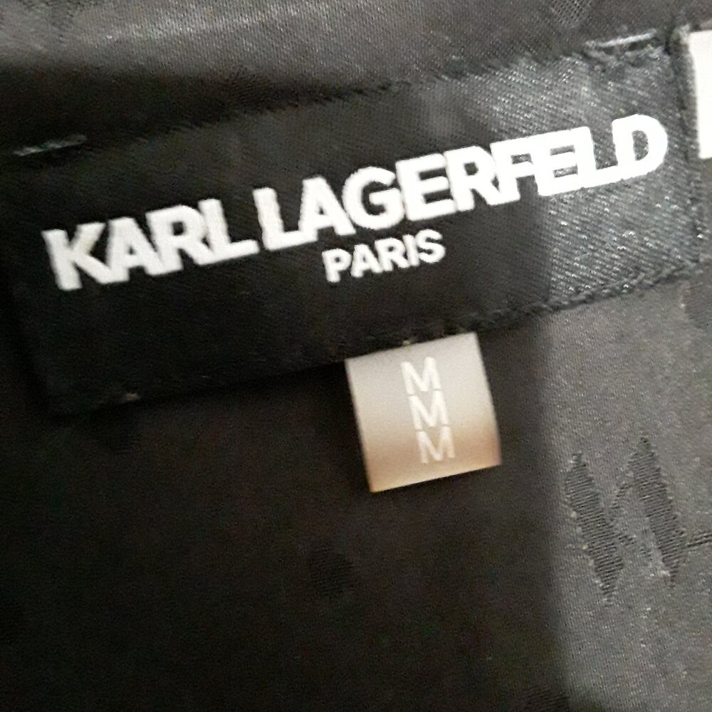 Karl Lagerfeld lovely dark black sleeveless button down top size M - Picture 2 of 10
